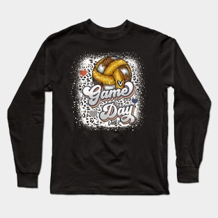 Bleached Volleyball Game Day Vibes Volleyball Mom Leopard Long Sleeve T-Shirt